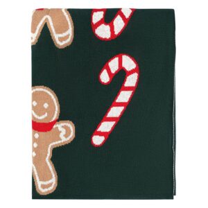 Плед из хлопка с новогодним рисунком Gingerman из коллекции New Year Essential, 130x180 см
